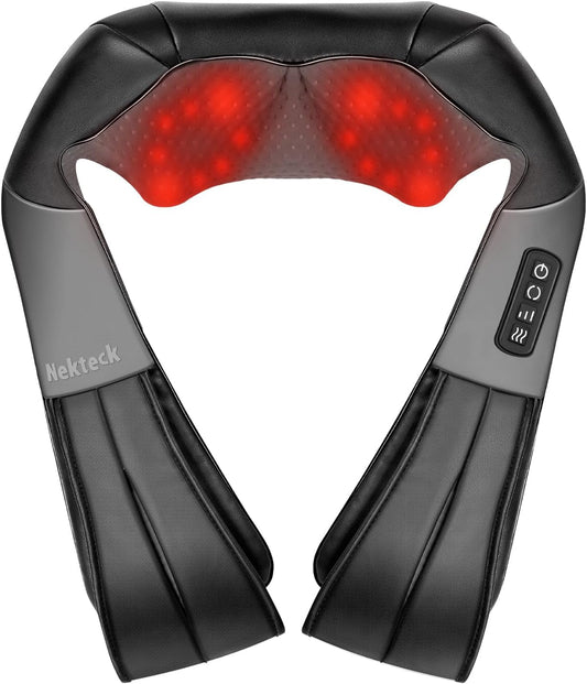 Nekteck Shiatsu Neck Massager with Heat for Pain Relief, NOT Cordless