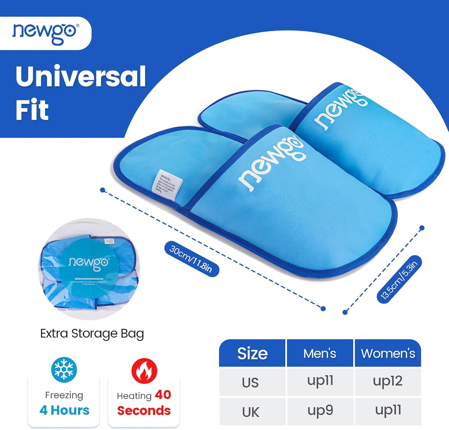 NEWGO Foot Ice Pack Slippers for Plantar Fasciitis and Neuropathy, HSA or FSA Eligible 2 Pack Gel Ice Slippers Hot Cold Pack for Bunion Surgery Pain Relief, Burning Feet | Hot/cold Therapy for Neuropathy, Reusable and Soothing Relief, Bunion Surgery