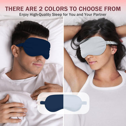 Amrules Sleep Mask Set of 2, Adjustable Silk Eye Mask for Sleeping, Soft Sleeping Eye Shade Cover for Women, Good for Blocking Light, Reducing Puffiness, Enhancing Sleep Quality (Blush Pink & Black)