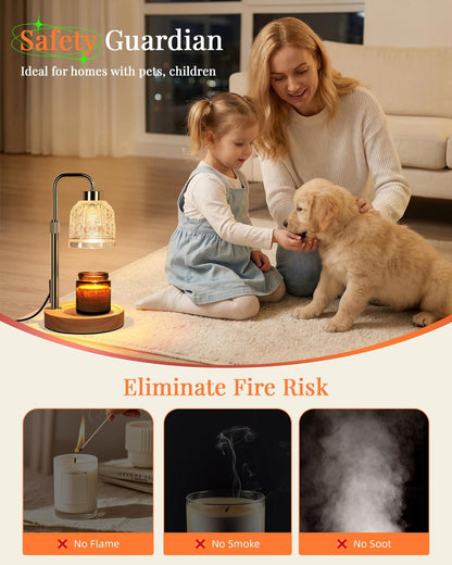 AIFEI Candle Warmer Lamp with Timer, Birthday Gifts for Women Mom, Black | FlameSafety Candle Lamp - Dimmable Adjustable Height with 2 Bulbs, House Warming Gifts New Home, Fits Most Jar Candle