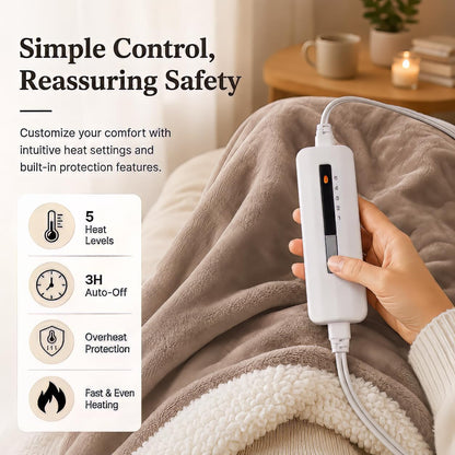 Electric Heated Blanket Full Size 72"x84" – Light Gray | ETL for Safe Overnight, 4 Heat Settings & 10H Auto Off, Dual-Sided Microplush Sherpa for Home Night, Machine washable