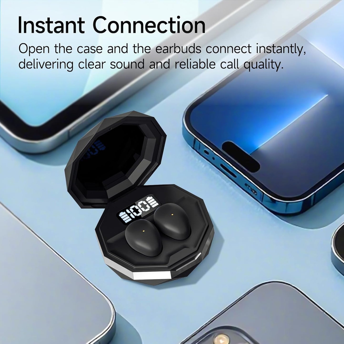 Sleep Earbuds for Side Sleepers, Mini Invisible Wireless Bluetooth 6.0 Micro Sleep Headphones, Hidden Earbuds with LED Screen for Small Ears Sleeping Working, Exercise, Hiking(Black)