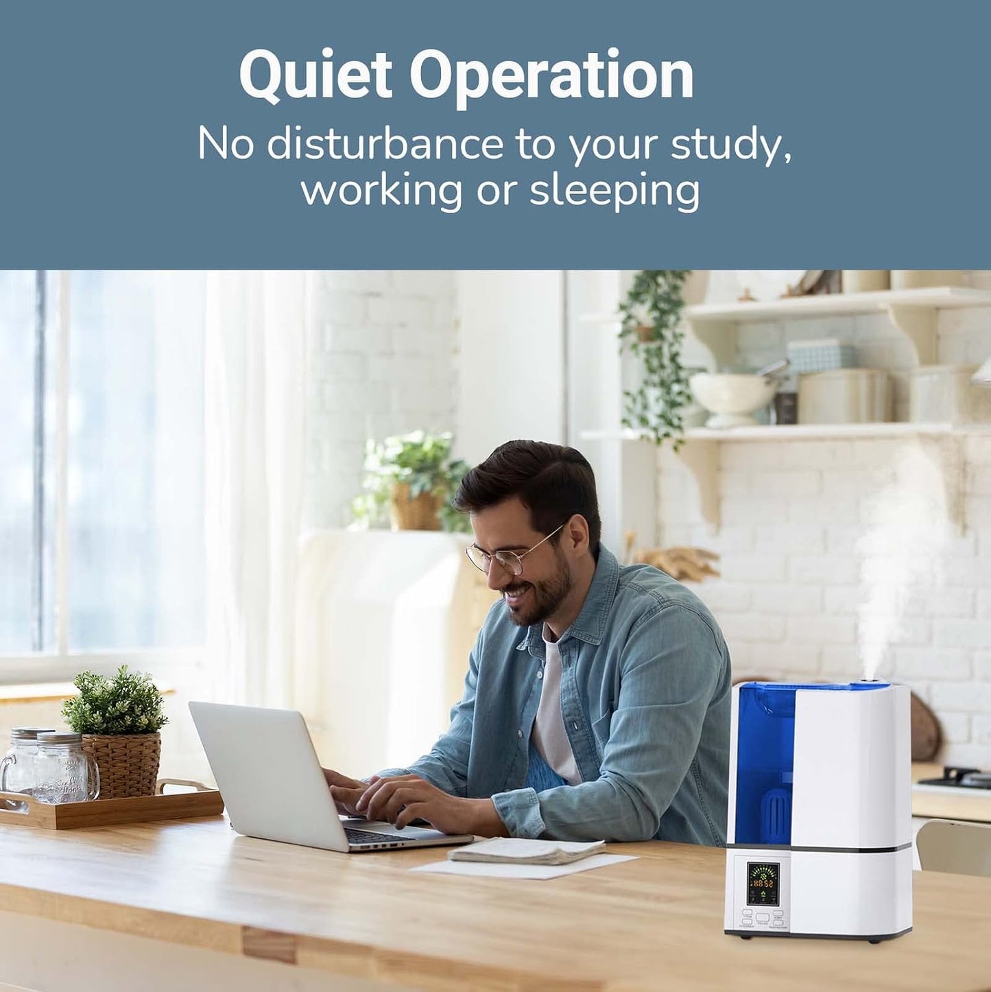 Humidifiers for Bedroom, 4L Cool Mist Humidifiers with Humidistat, humidifier for Home Large Room, LED Display, Quiet Operation, Sleep Mode, 24H Timer, Night Light