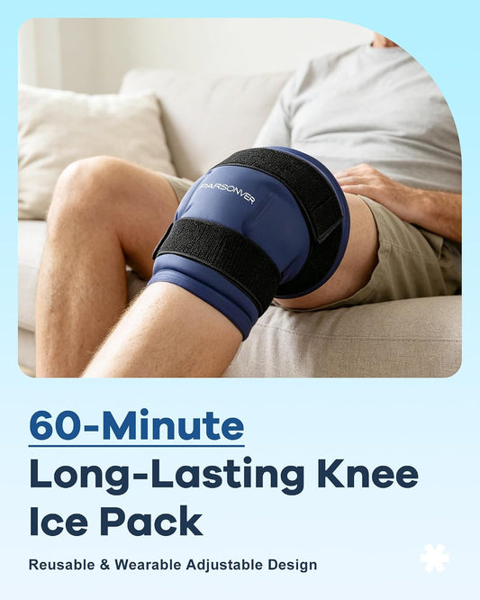 Knee Ice Pack Wrap for Pain Relief, 60-Min Long-Lasting Adjustable Compress