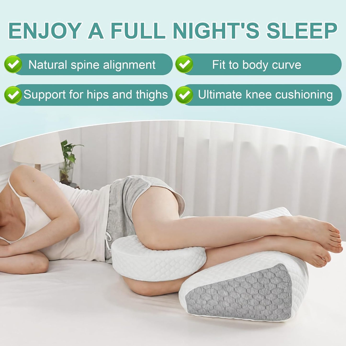 ROYALAY Adjustable Pillow for Sciatica Relief Sleeping, Memory Foam Leg Pillow for Hip Pain While Sleeping, Sciatica Pain Relief Devices for Back Knees
