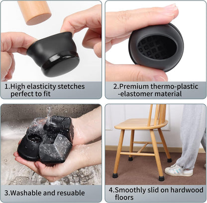 Ezprotekt Chair Leg Sliders for Carpet, 24 Pcs Square Chair Glides for Carpet, Carpet Furniture Pads Stool Leg Protectors Caps, Carpet Furniture Glides Quickly and Easily (L Fit:1" - 1.4")