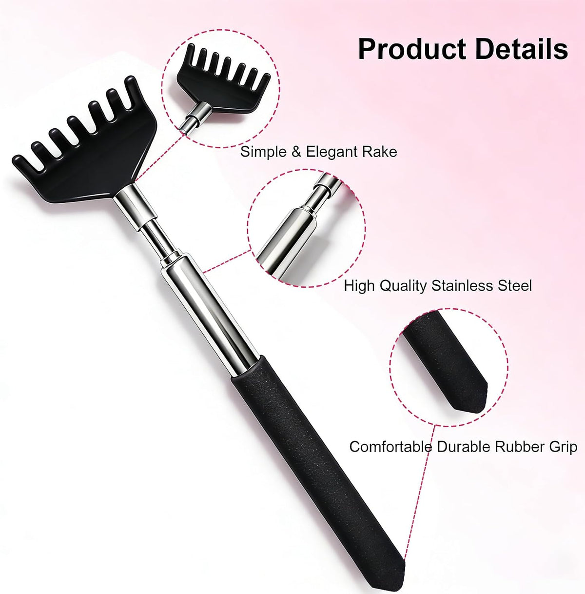 2 Pack Back scratchers Set,Stainless Steel Back Scratcher Extendable