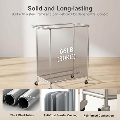 Heybly 3-Section Laundry Sorter Hamper,Rolling Laundry Hamper with Removable Bags – Heavy-Duty Laundry Sorter Cart with Wheels for Dirty Clothes, 40.2 x 15.4 x 33.1 Inches HLH024P03