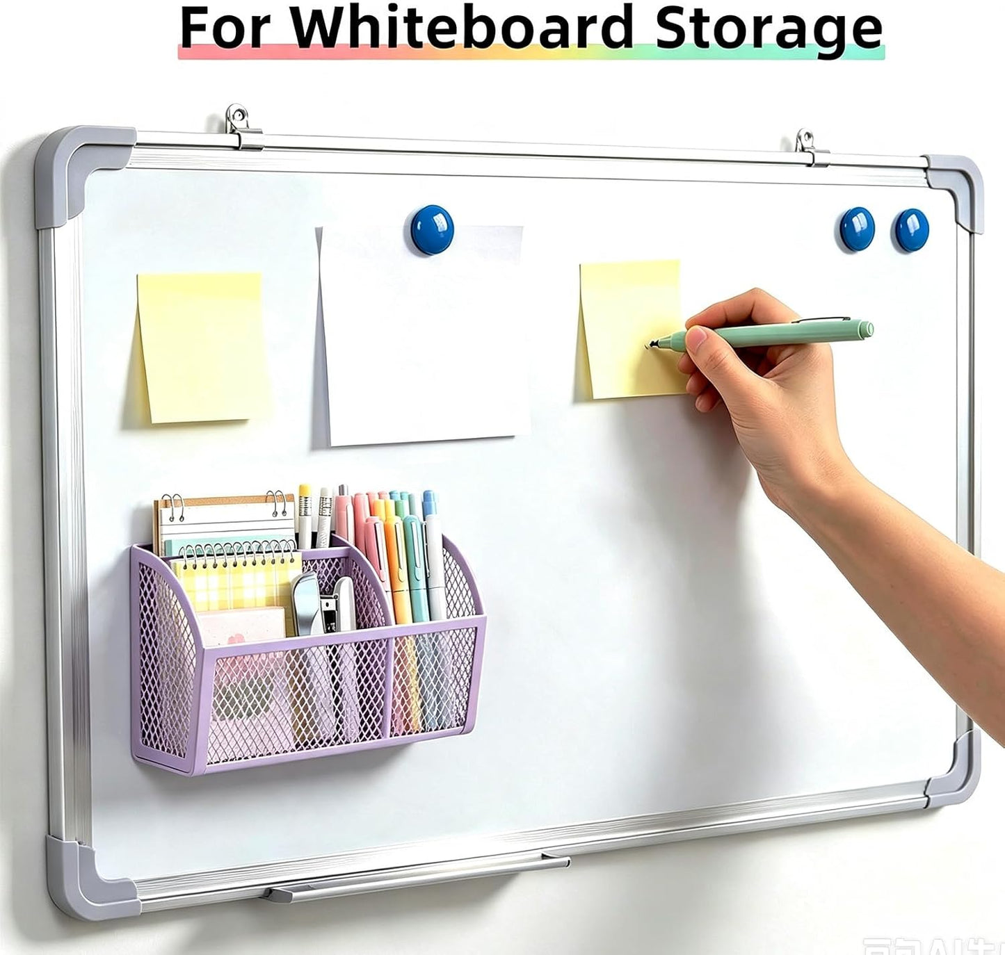 Magnetic Pencil Holder, Magnetic Organizer for Locker Accessories, Black | Mesh Marker Holder with Strong Magnets and 3 Compartments for Whiteboards Refrigerators and Magnetic Lockers