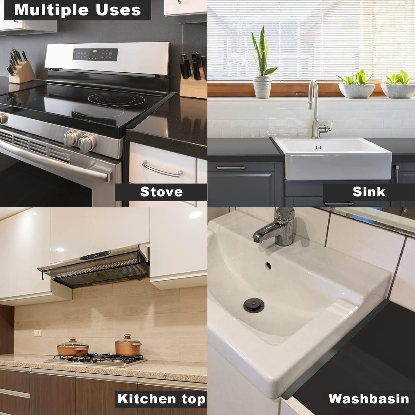 Stove Cover, Stove Guard, Stainless Steel Stove Gap Covers, Heat Resistant & Easy to Clean Stove Counter Gap Cover, Kitchen Stove Counter Gap Cover Eliminates Gap Between Counter & Appliances (2 pcs)