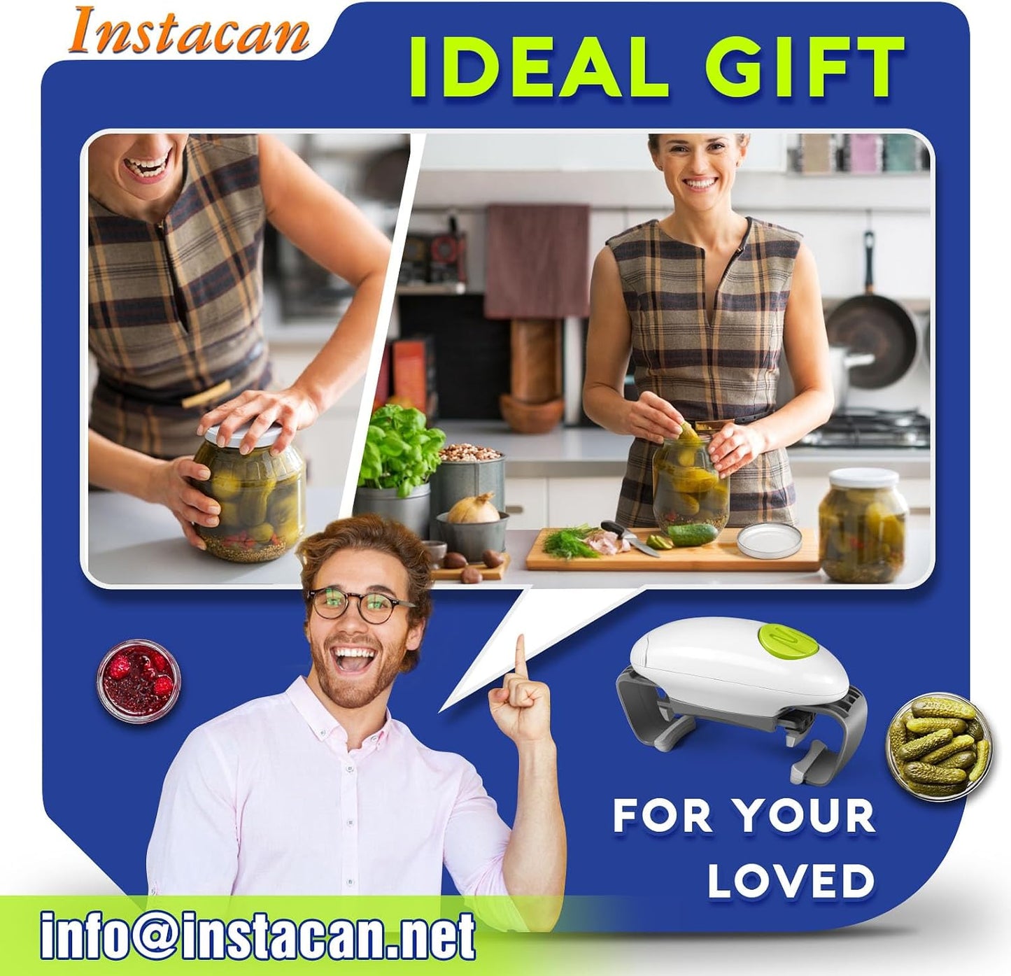 INSTACAN Higher Torque and One Touch Electric Jar Opener Easy Remove Almost Size Lid with Auto-Off, Powerful Bottle Opener for Arthritic Hands, Automatic Jar Opener for Weak Hands and Seniors (White)