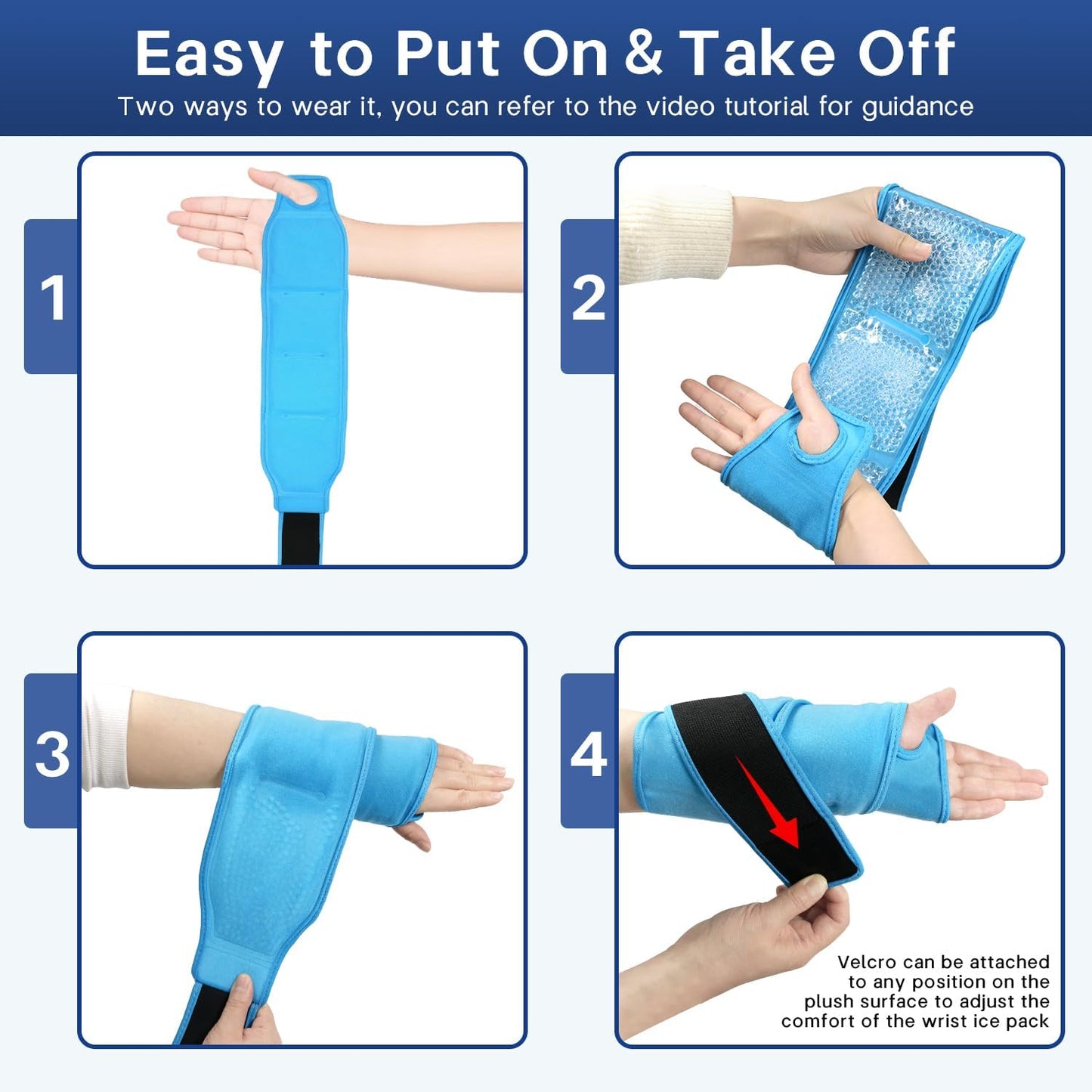 Wrist Ice Pack Wrap for Carpal Tunnel, Gel Ice Packs for Injuries Reusable | for Wrist Hand Foot Ankle Knee Leg Pain Relief, Hot Cold Compress Therapy Bandage Surgery Recovery Gifts Men Women