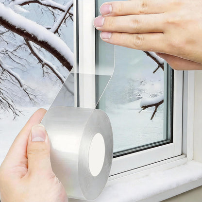 Window Sealing Tape 2 Inch x 33 FT Transparent Window Draft Insulation Residue-Free Clear Weather Stripping Caulk Tape Windproof Weatherproof Window Seal AC Units for Window Glass, Doors Gaps