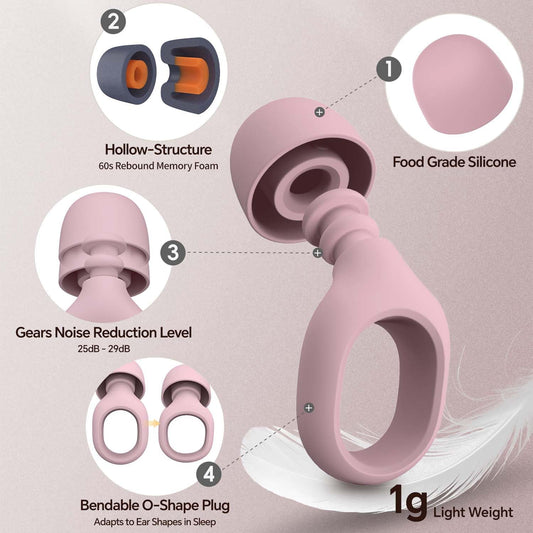 Ear Plugs for Sleeping, 25-29dB Soft Silicone Ear Plugs for Side Sleepers