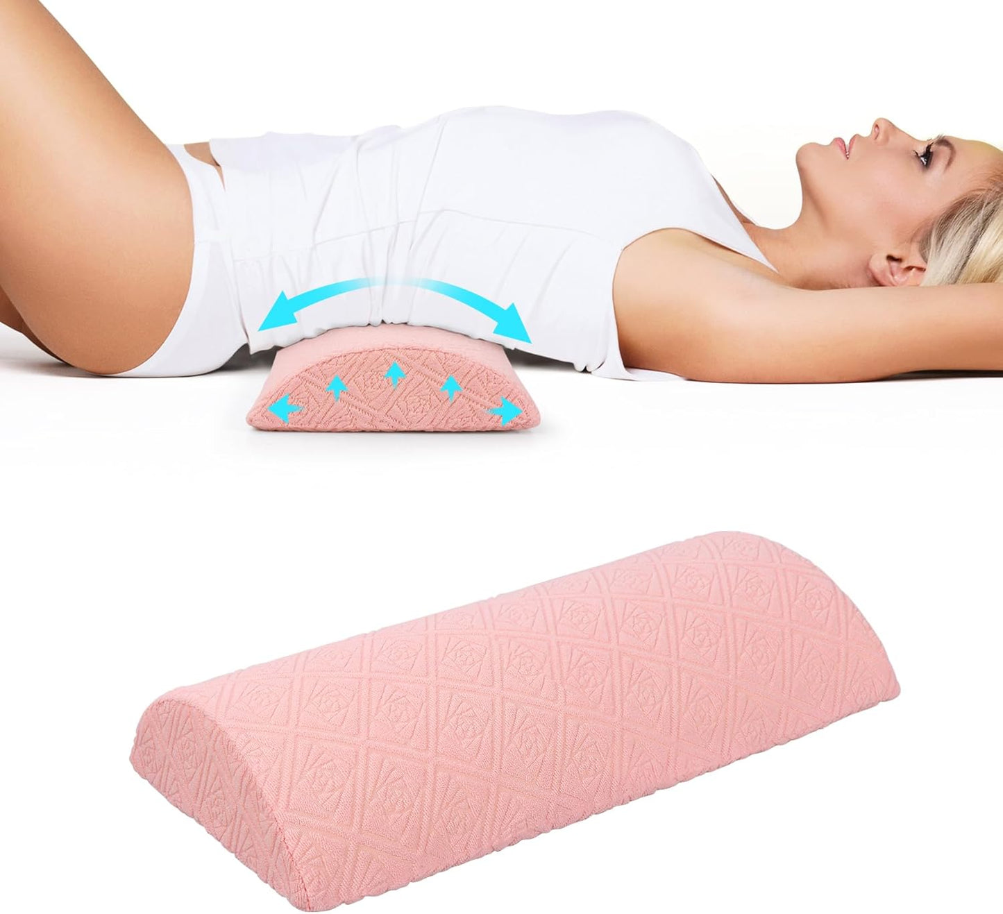 Cozyhealth - 2.95" H*18.7" L - Soft Small Lumbar Pillow for Sleeping, Memory Foam Back Lumbar Support Cushion for Lower Back Pain Relief Bed Waist Sleep Support Pillow for Side, Back (White, Small)