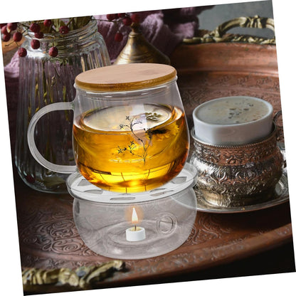Healifty Glass Teapot Warmer Base Insulation Round Heating Base for Tea Kettle for Tea Ceremony and Household Use