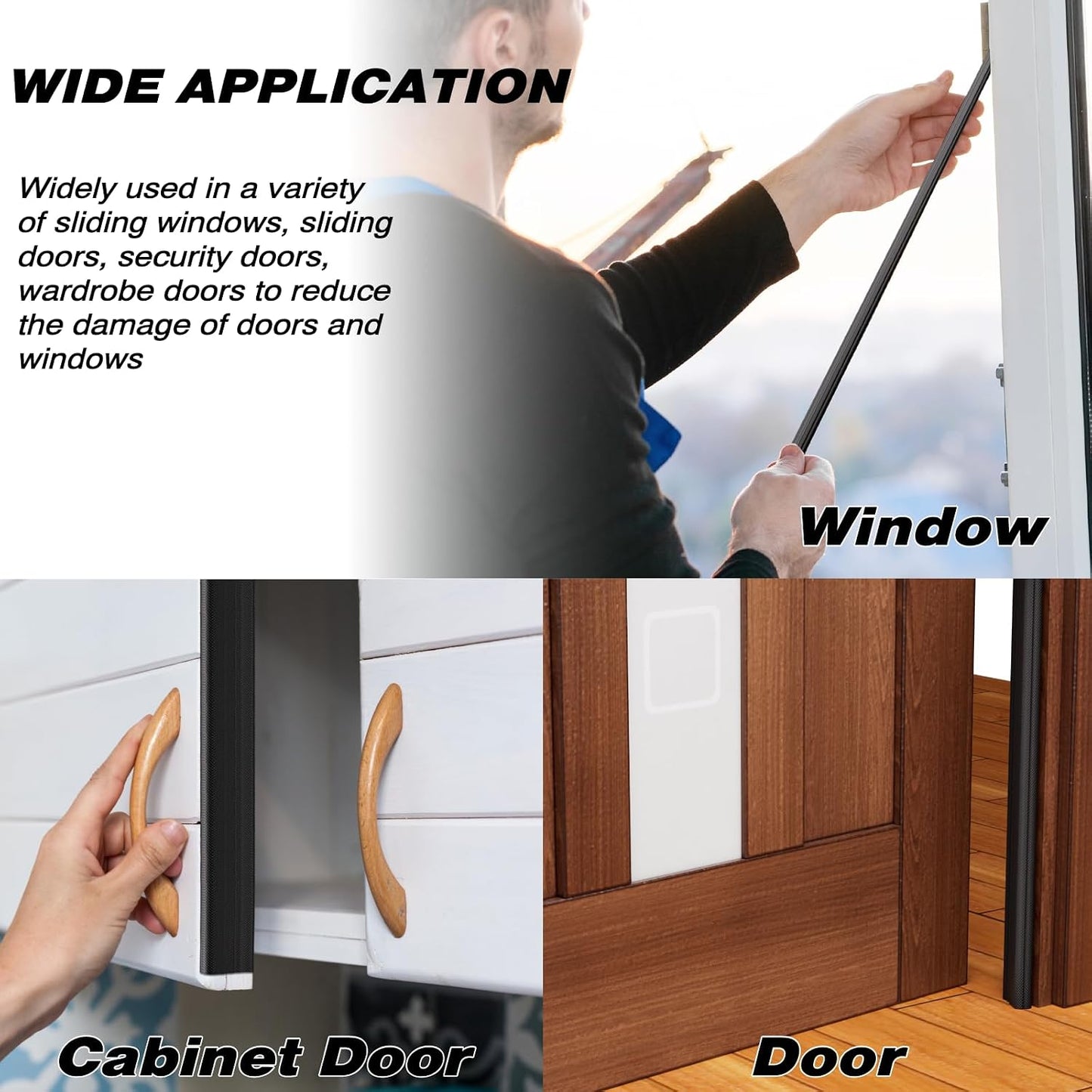 196" White Wedge Weather Stripping Door Seal, Foam Door Gap Seal | Noise & Draft Blocking, Windows & Doors Winter Insulation, Door Frame Soundproofing, Self Adhesive Weatherstrip Tape