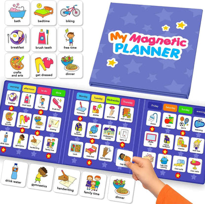 Magnetic Chore Chart for Kids - Reward Behavior Chart for Kids at Home | Dry Erase Morning Routine Schedule Board - Responsibility Star Chart for Toddlers 3-5 - 48 Magnets and 49 Stars