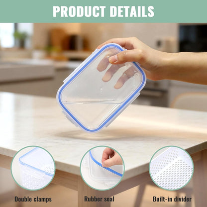 3 PCS Fruit Storage Containers for Fridge with Removable Colander | Berry Produce Storage Containers for Fridge with Strainer Lid Leakproof Containers Keep Fruits Vegetables Berry Fresh longer