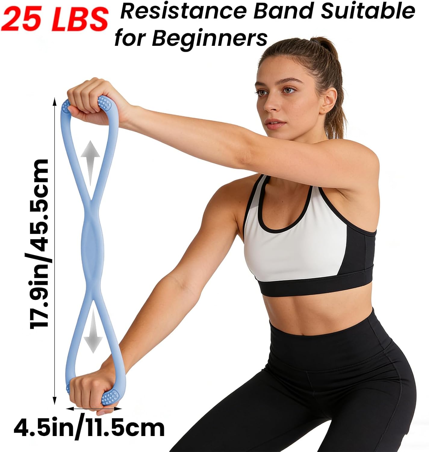 Figure 8 Resistance Band, Figure 8 Resistance Bands for Women Men,Resistance Band Figure for Working Out, Non-Slip Handles, Home Gym, Yoga & Physical Therapy