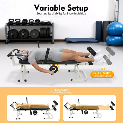 Home Lumbar Traction Bed, Full Body Traction & Stretch Decompression Bench/Table Machine for Back Spinal Decompression, Portable Spine Stretcher Bed for Improve Memory, Relieve Body Aches and Pains