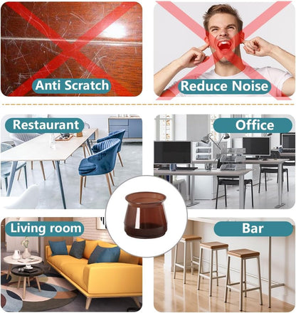 Ansible 24 Pcs Chair Leg Floor Protectors Square | Silicone Felt Furniture Leg Pads Caps Covers for Hardwood Floors (Fit:1-1/16" to 1-5/8")