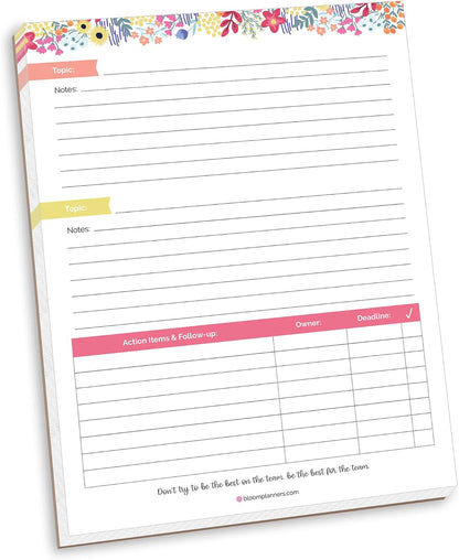 bloom daily planners Horizontal Weekly Magnetic Meal Planning Pad for Fridge with Tear-Off Grocery Shopping List - Hanging Food/Menu Organizer Notepad with Magnets - 8.5” x 11” - Lemons