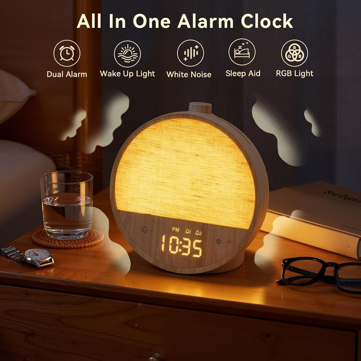 Vivilumens Sunrise Alarm Clock for Bedroom, White Noise Sound Machine