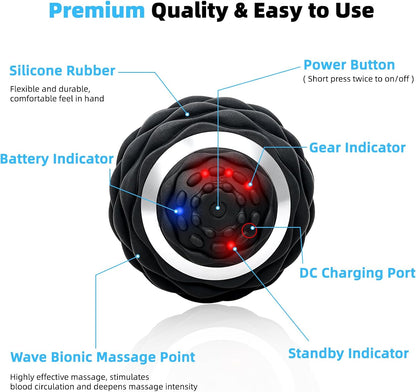 Upgraded 4-Gear Vibrating Lacrosse Ball Massage Ball Therapy | Rechargable Massage Vibrating ball for Fitness Training Therapy Relaxation