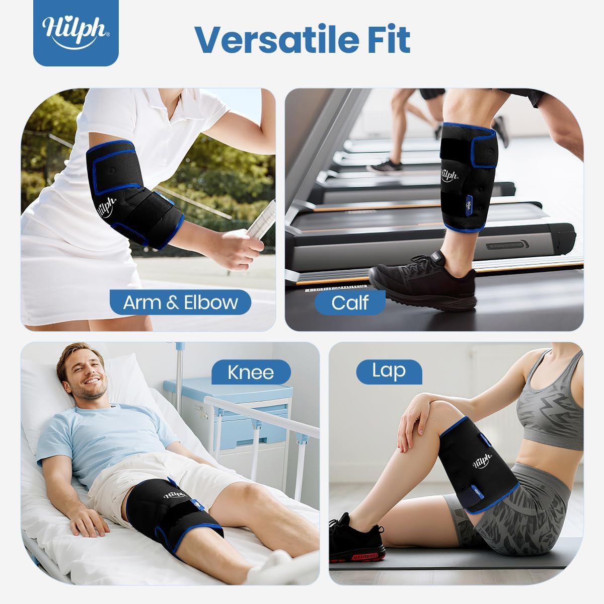 Hilph Ice Pack for Knee Pain Relief, Z-Shaped for Bendable & 360° Coverage | Easy Wear, Adjustable Cold & Compression Therapy Gel Ice Pack Wrap for Knee Replacement Surgery, Swelling, Meniscus Tear, ACL