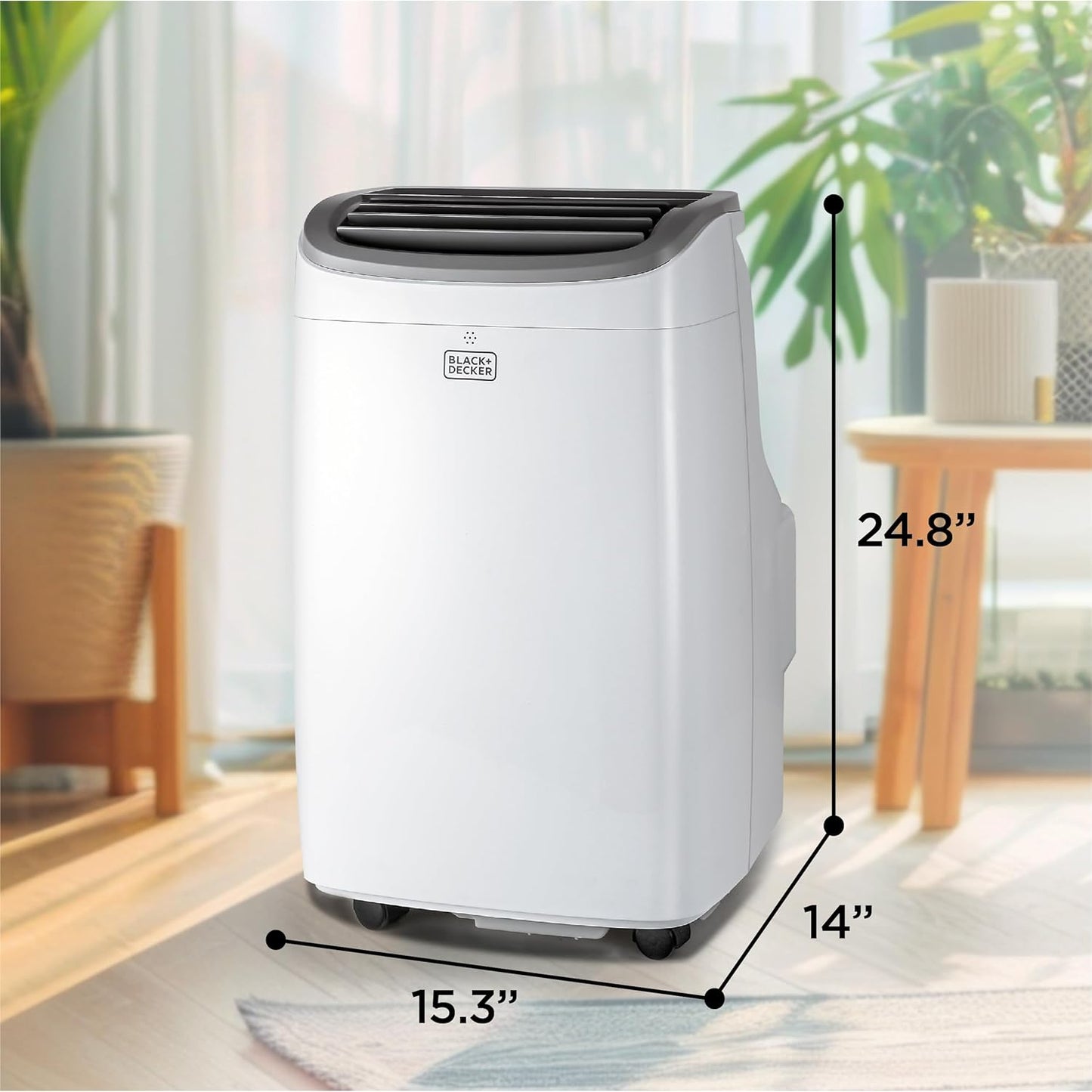 BLACK+DECKER Smart Portable Air Conditioner, 12,000 BTU, BPACT12WT, White | 8,000 BTU SACC for Rooms up to 550 Sq. Ft., Smart 3-in-1 Portable AC, Fan and Dehum with Follow Me Remote