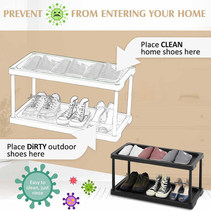 Cinnvoice Boot Tray Rack for Entryway Plastic Waterproof Shoe Mat Tray Large Storage Shelf for Indoor Outdoor Entryway Hallway Closet Use in All Seasons Black(28" d X 14.5" w X 14.5" h)