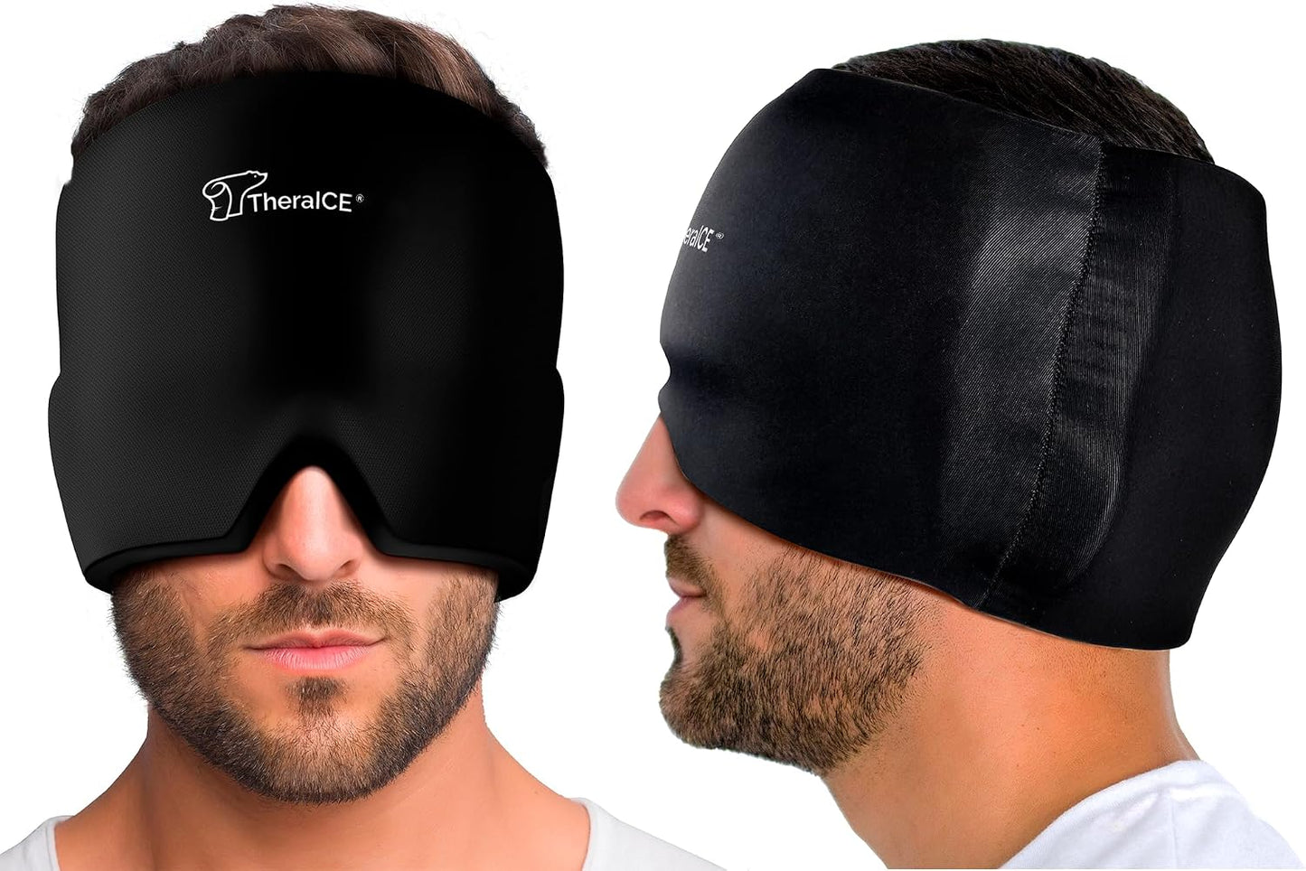 TheraICE Migraine Relief Cap, Headache Ice Pack for Tension Headache Relief | Cold Compress Eye Mask for Sinus Pressure, 360 Degree Compression Head Wrap, Hangover & Stress Relief