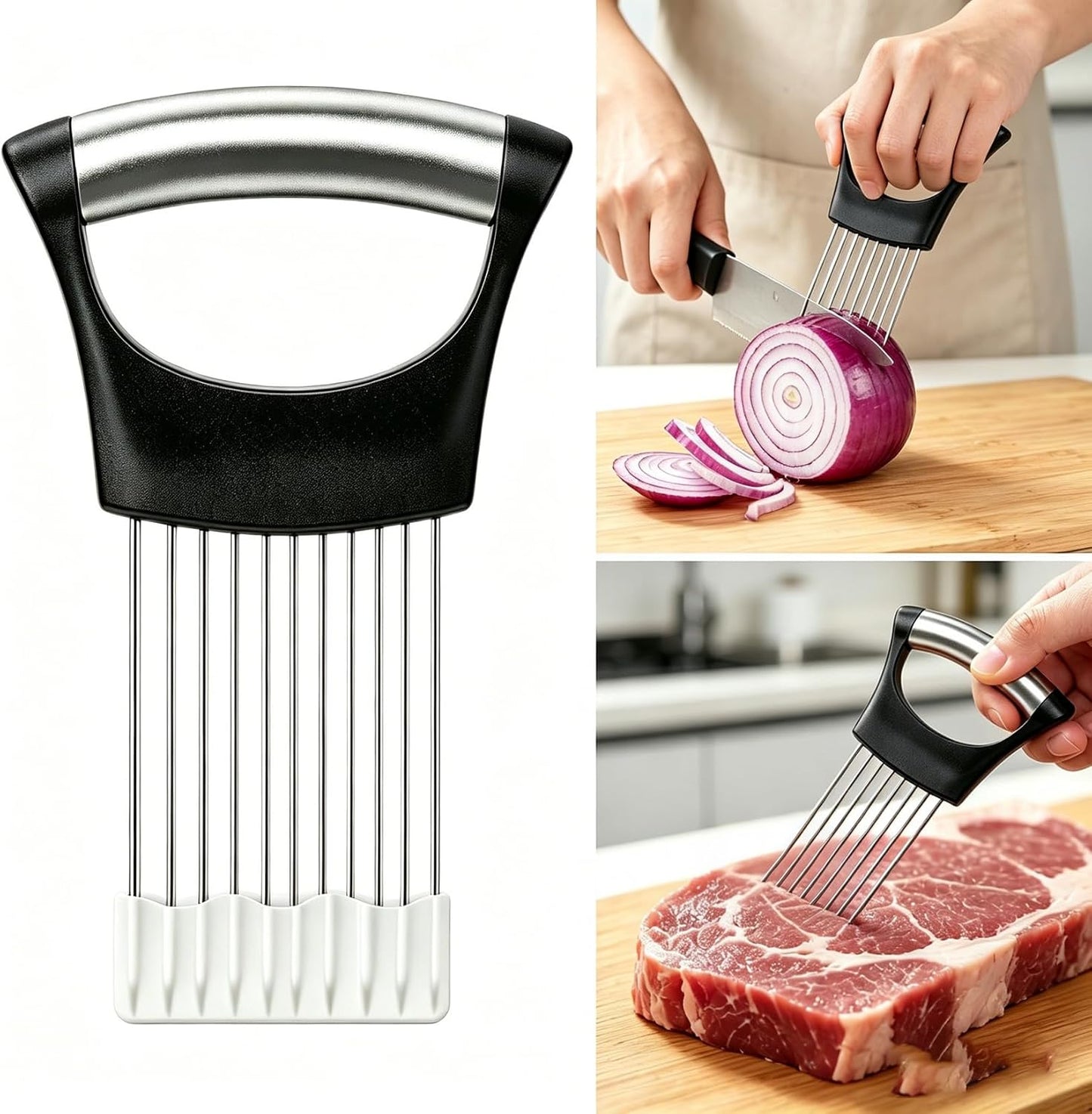 Onion Holder for Slicing, Anti-Slip Onion Slicer Holder, Food Grade Onion Cutting Tool for Kitchen Home Cooking Vegetable Preparation