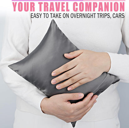 Small Neck Pillow for Recliner Chair Neck Support Pillows Pain Relief Plump Adjustable Filling Nap Airplane Sleeping Little Cushion Minky Dot Dark Gray