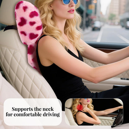 2 Pack Bow Car Headrest Pillows Plush Car Neck Pillows for Travel Driving Office Chair Head Support Cushions, Also Cute Car Decor Accessories (Black)