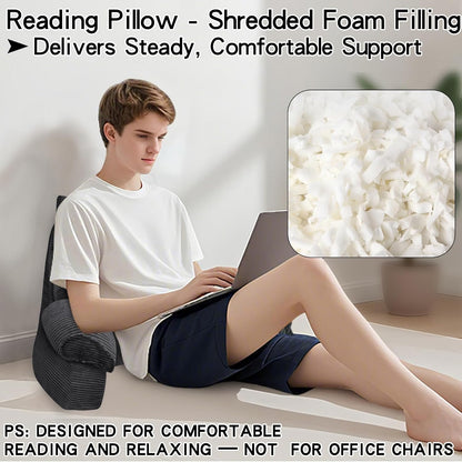 Reading Pillow for Bed with Arms, Back Support, Memory Foam（Grey Black）