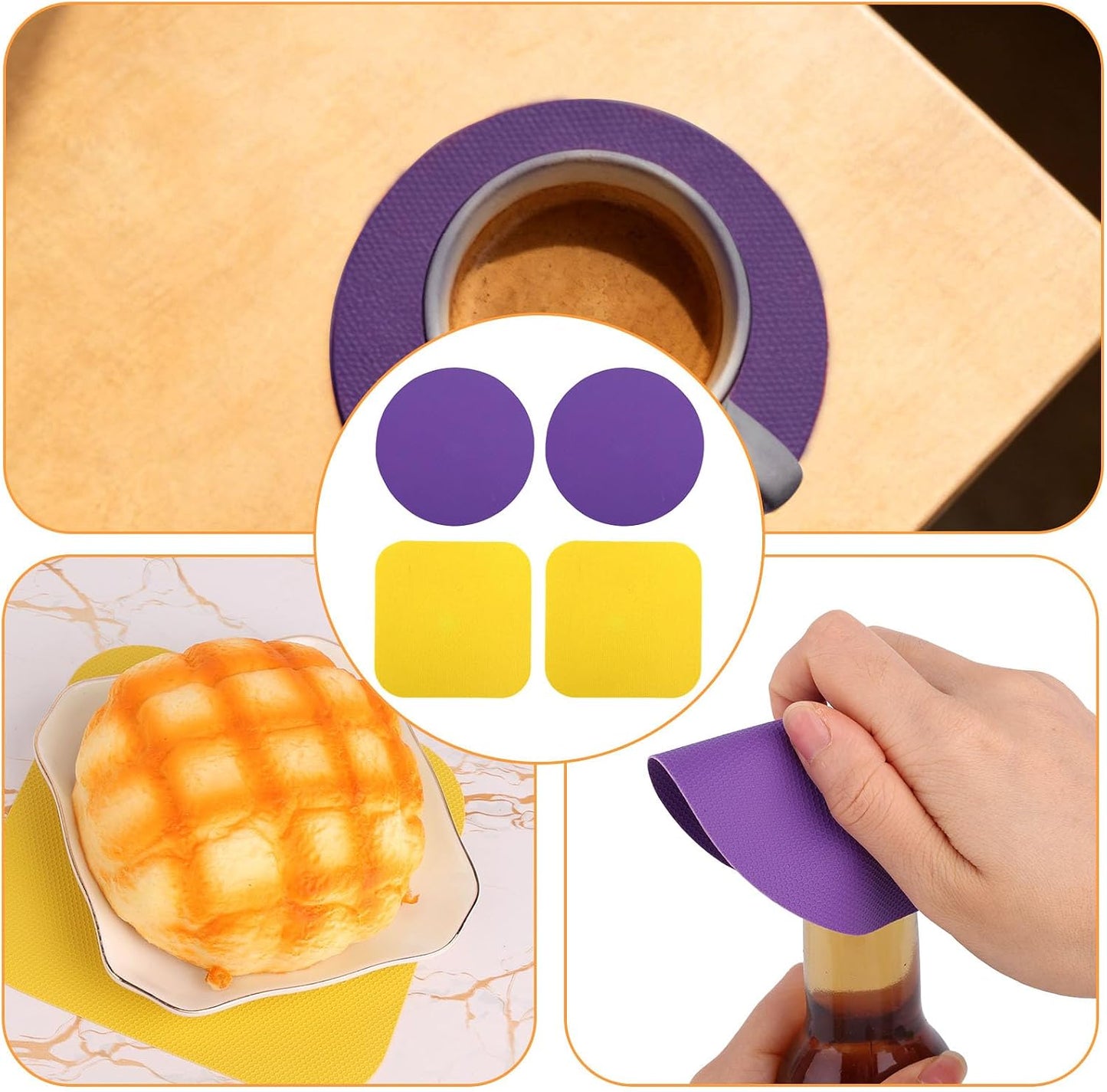 LUTER 4pcs Jar Opener Gripper Pad for Seniors with Weak Hands, Rubber | Multi-function Silicone Bottle Opener Lid Cap Rubber Gripper Pads Kitchen Coasters Gadgets, Light Blue, Green
