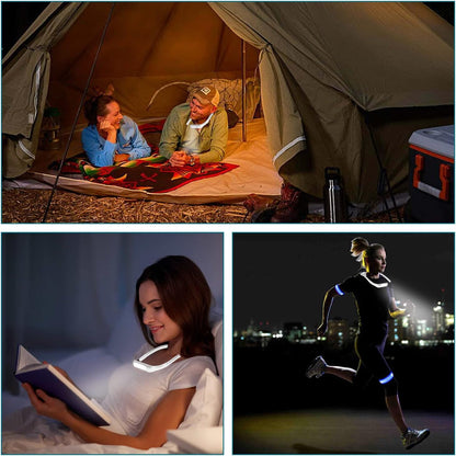 LED Neck Reading Light for Books: 3 Color Adjustable Bendable Arms Black