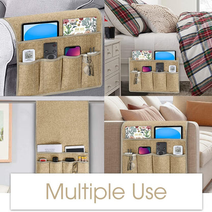 Joywell Remote Caddy Couch Remote Control Holder for Recliner Sofa Armrest Organizer Non Slip Arm Chair Caddie with 6 Pocket Storage for Magazine, Tablet, Phone, iPad, Black