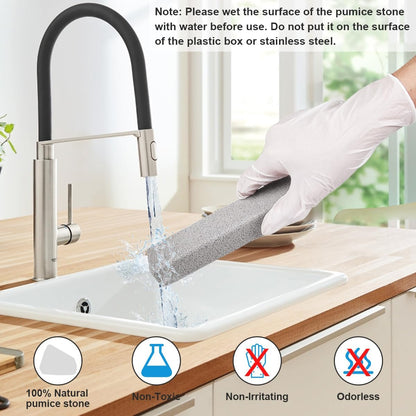 Herda 8-Pack Pumice Stone Scouring Stick with 2 Universal Handles, Pumice Stone for Cleaning Stove, Toilet, Tub, Grill, Swimming Pool, Sink, Removes Hard Water Rings, Calcium Deposits, Rust Buildup