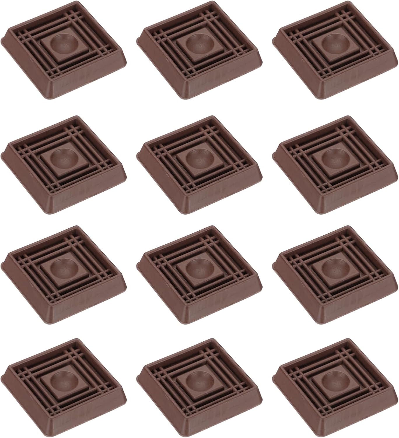PATIKIL 1.5x1.5 Furniture Coasters, 12 Pcs Caster Cups Furniture Cups Rubber Non-Slip Square Feet Anti-Slip Stopper Pad Protector Sliding for Hardwood Floors Carpet Chair Table, Coffee