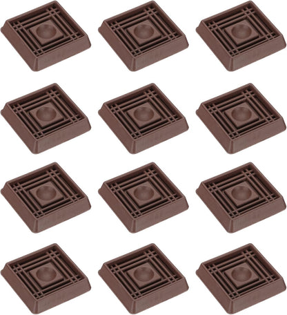 PATIKIL 1.5x1.5 Furniture Coasters, 12 Pcs Caster Cups Furniture Cups Rubber Non-Slip Square Feet Anti-Slip Stopper Pad Protector Sliding for Hardwood Floors Carpet Chair Table, Coffee