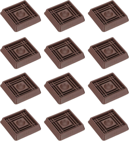 PATIKIL 1.5x1.5 Furniture Coasters, 12 Pcs Caster Cups Furniture Cups Rubber Non-Slip Square Feet Anti-Slip Stopper Pad Protector Sliding for Hardwood Floors Carpet Chair Table, Coffee