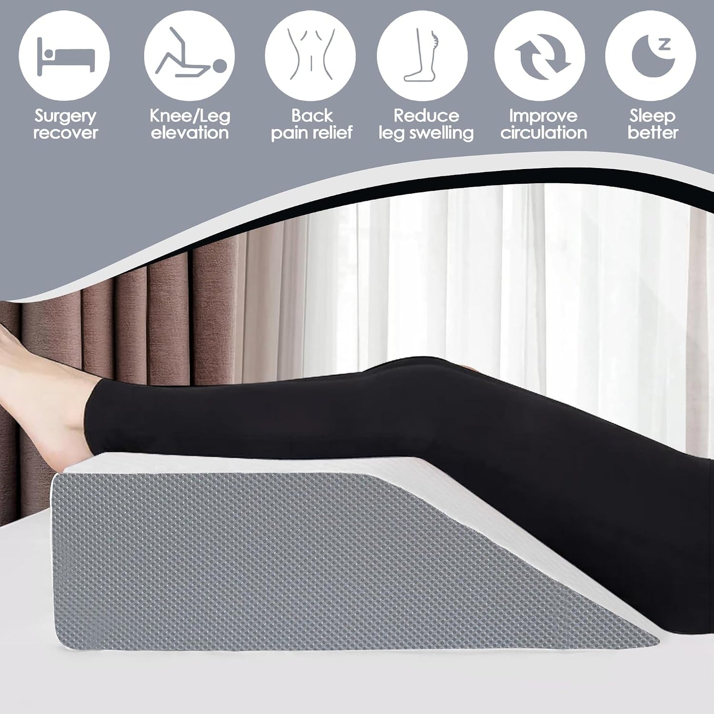 Zutan, Leg Wedge Elevation Pillow for Blood Circulation | Relieved & Recovers Foot and Ankle Injuries | Pillows for Swelling | Multi-Purpose | 8”x16”x23”, White