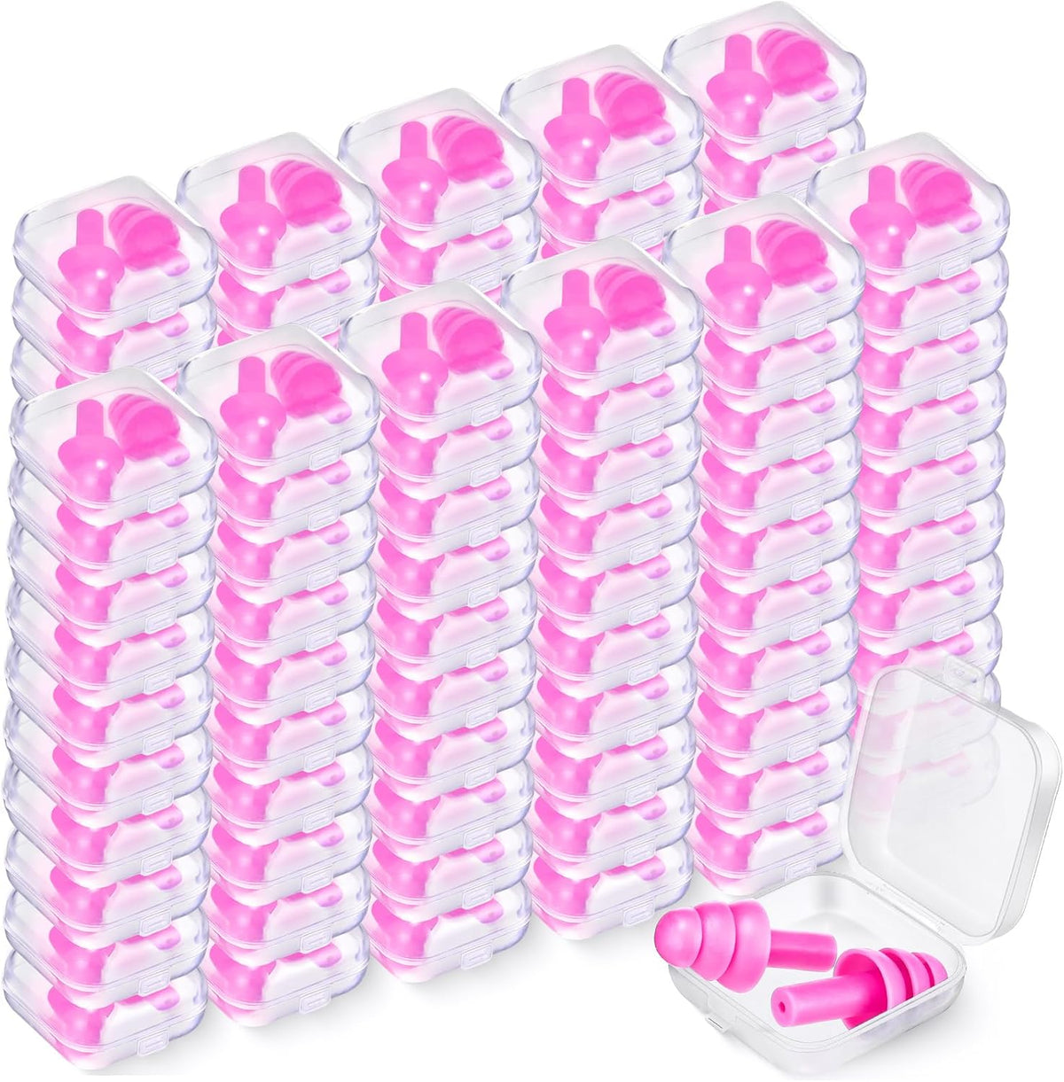 Trelaco 100 Pairs Silicone Ear Plugs Bulk with Case Nrr 29db, Black