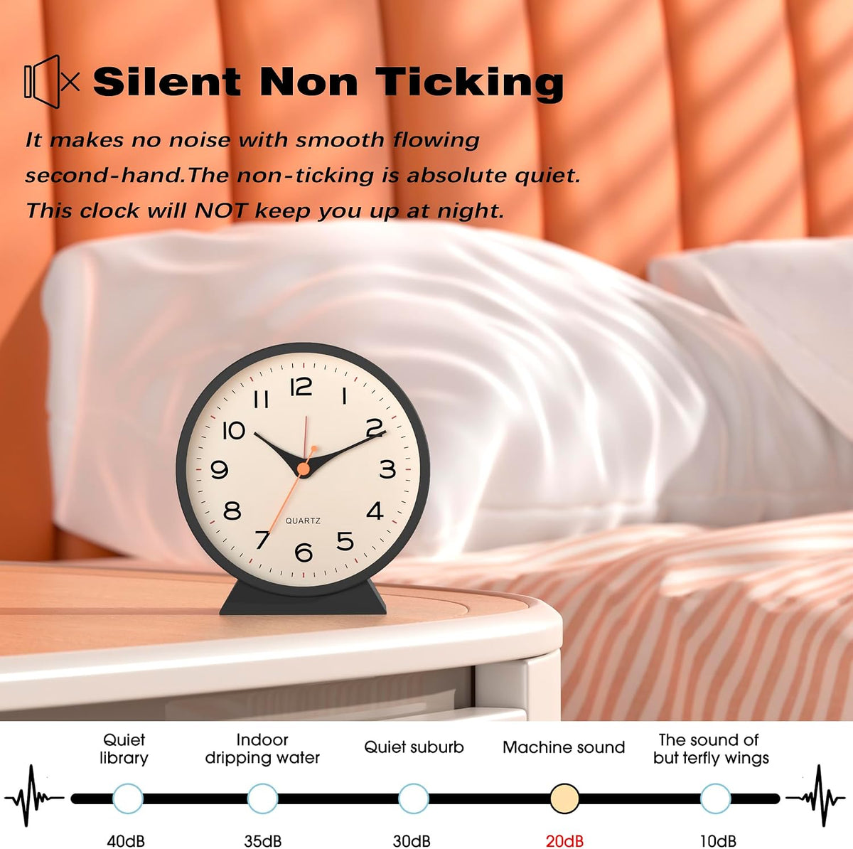 AYRELY® 4.5" Analog Alarm Clock, Small Retro Desk Clock and Table Clock