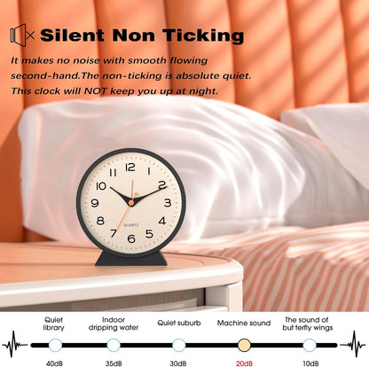 AYRELY® 4.5" Analog Alarm Clock, Small Retro Desk Clock and Table Clock
