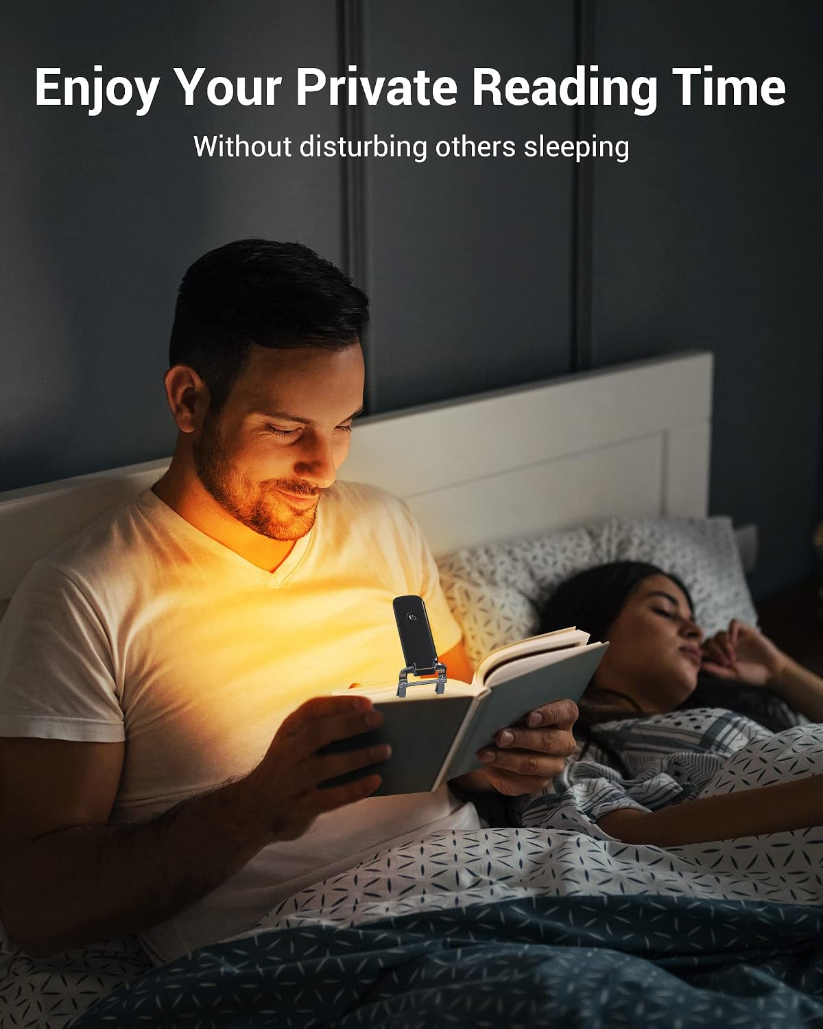 DEWENWILS Book Light, Amber Warm Clip On LED with 3 Adjustable Brightness for Eye Protection, Rechargeable USB Long Lasting Reading Light, Gifts for Bookworms, Kids (Black) | Amber Glow, 3 Brightness Levels, Flexible Lighting Angle, Compact &