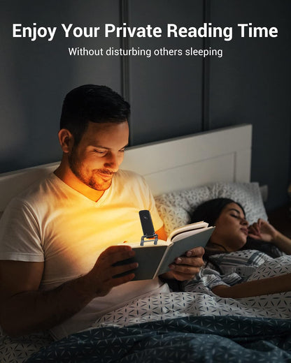 DEWENWILS Book Light, Amber Warm Clip On LED with 3 Adjustable Brightness for Eye Protection, Rechargeable USB Long Lasting Reading Light, Gifts for Bookworms, Kids (Black) | Amber Glow, 3 Brightness Levels, Flexible Lighting Angle, Compact &